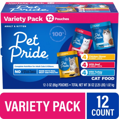 Pet Pride All Life Stages Wet Cat Food 3 oz Pouch Meat Variety