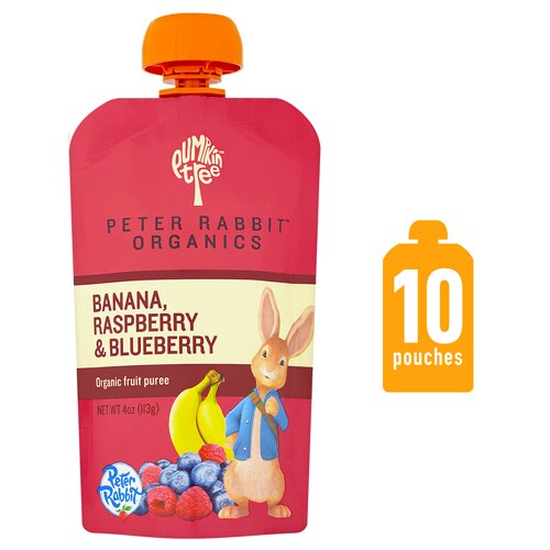 Peter Rabbit Organics Fruit Puree Banana Raspberry Blueberry -- 4 oz Each / Pack of 10