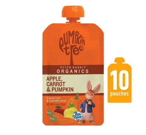 Peter Rabbit Organics Kids Snack Fruit & Vegetable Puree Apple Carrot & Pumpkin