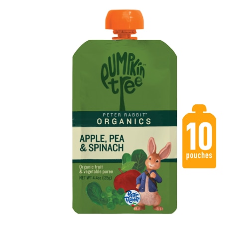 Peter Rabbit Organics Kids Snack Fruit & Vegetable Puree Apple Pea & Spinach