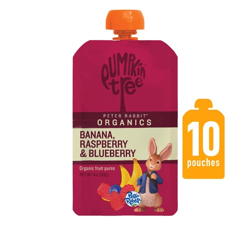 Peter Rabbit Organics Kids Snack Fruit Puree Banana Raspberry Blueberry