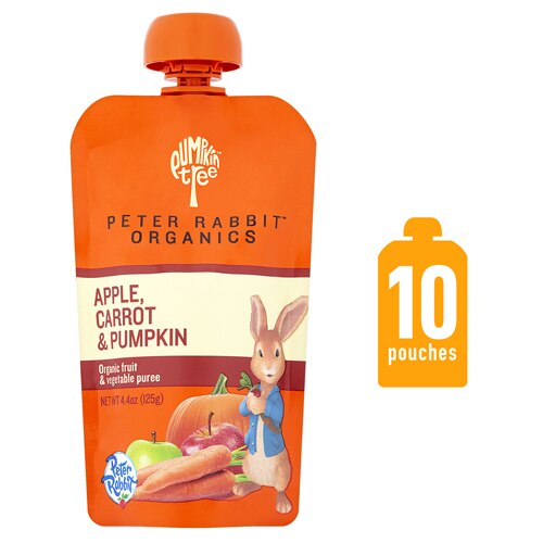 Peter Rabbit Organics Organic Fruit & Vegetable Puree Apple Carrot & Pumpkin -- 4.4 oz Each / Pack of 10