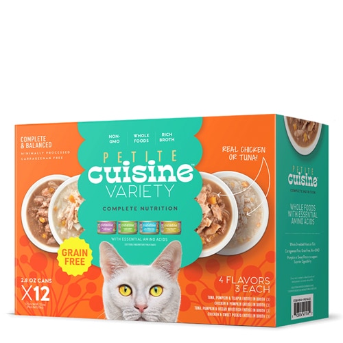 Petite Cuisine Wet Cat Food 12 Pack of 4 Flavors - 2.8 oz. Each Variety