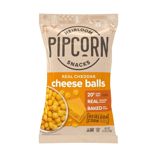 Pipcorn Cheese Balls Cheddar -- 4.5 oz