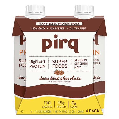 UPC 857690008249 Pirq Plant-Based Protein Shake Decadent Chocolate -- 11 fl oz Each / Pack of 4