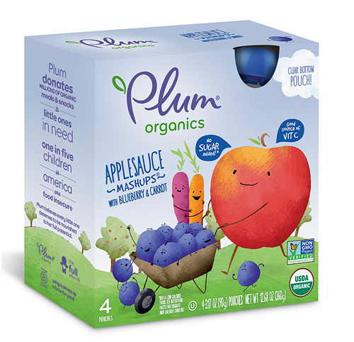 Plum Organics Applesauce Mashups Blueberry & Carrot -- 3.17 oz Each / Pack of 4