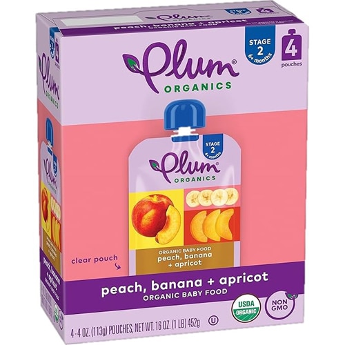 Plum Organics Baby Food 6+ Months Peach Banana + Apricot