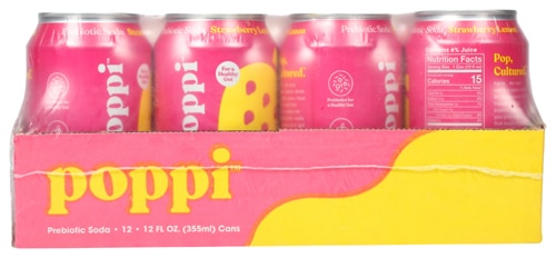 Poppi Sparkling Prebiotic Soda Strawberry Lemon