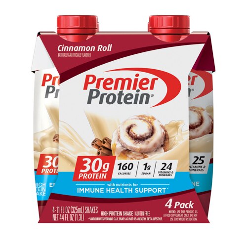Premier Protein 30g Protein Shakes Cinnamon Roll -- 11 oz Each / Pack of 4