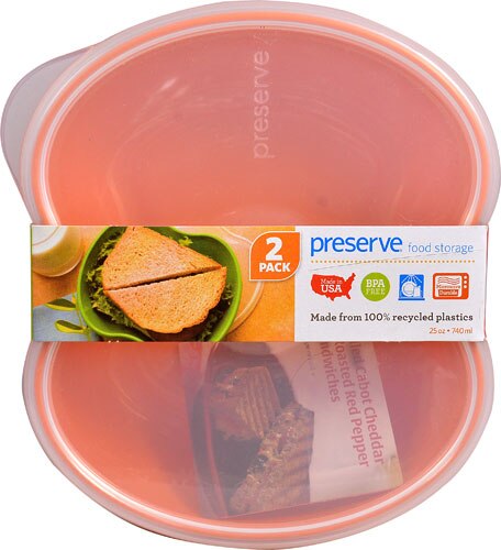 Preserve Sandwich Food Storage Containers with Lids Orange -- 2 Containers