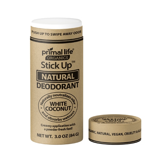 Primal Life Organics Natural Deodorant Stick Up White Coconut -- 3 oz