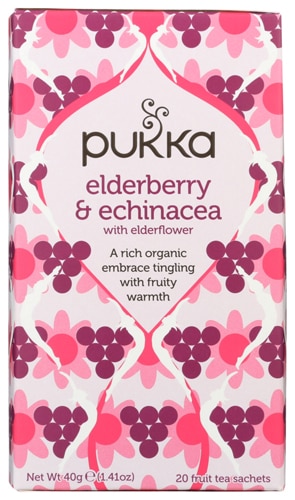 Pukka Organic Elderberry & Echinacea Fruit Herbal Tea Bags -- 20 Tea ...