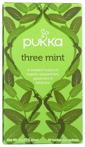 Pukka Organic Three Mint with Peppermint Spearmint & Fieldmint Herbal Tea Bags -- 20 Sachet