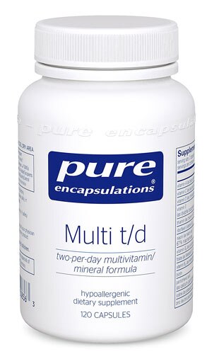 Pure Encapsulations Multi T-D Two-Per-Day Multivitamin-Mineral Formula -- 120 Capsules