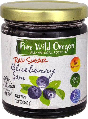 Pure Wild Oregon Raw Sugar Jam Gluten Free Blueberry -- 12 oz