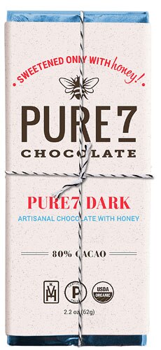 Pure7 Chocolate 80% Cacao Dark Chocolate Bar Dark Chocolate -- 2.2 oz