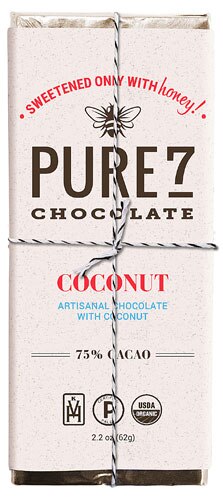 Pure7 Chocolate Organic 75% Cacao Bar Coconut -- 2.2 oz