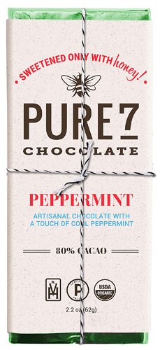 Pure7 Chocolate Organic 80% Cacao Bar Peppermint -- 2.2 oz