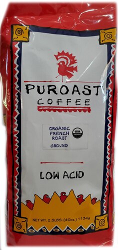 Puroast Organic Low Acid Ground Coffee French Roast -- 2.5 lbs