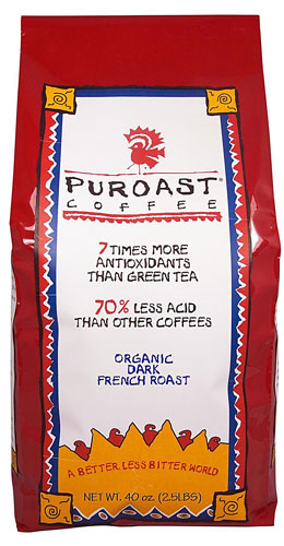Puroast Organic Low Acid Whole Bean Coffee French Roast -- 2.5 lbs