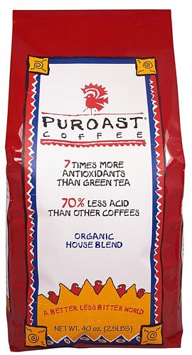 Puroast Organic Low Acid Whole Bean Coffee House Blend
