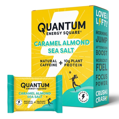Quantum Energy Square Caffeine & Protein Bars Caramel Almond Sea Salt