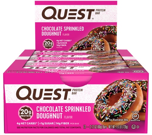 Quest Nutrition Quest Protein Bar Chocolate Sprinkled Doughnut -- 12 Bars