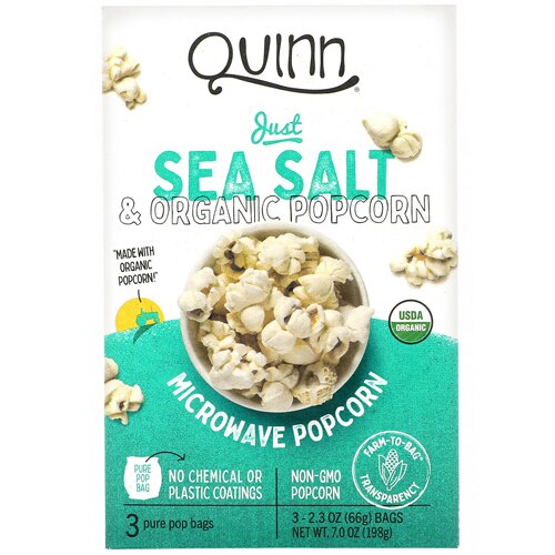 Quinn Foods Organic Microwave Popcorn Just Sea Salt