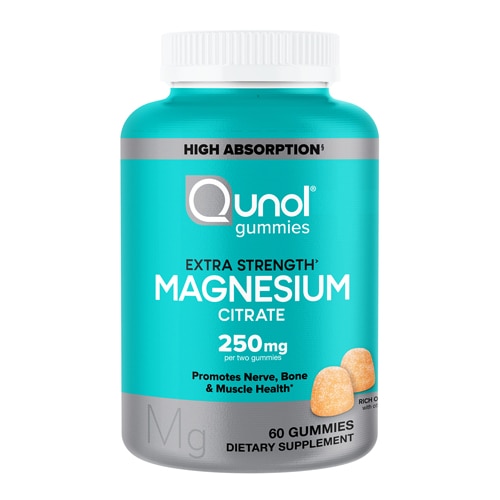 Qunol Magnesium Citrate Gummies Extra Strength for Nerve Bone & Muscle Health Orange