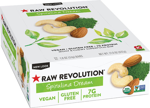 RAW REV Organic Fruit Nut Seed Bar Spirulina Dream -- 12 Bars