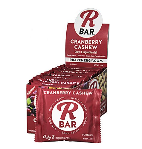 RBar Energy Bars Gluten Free Vegan Cranberry Cashew -- 10 Bars