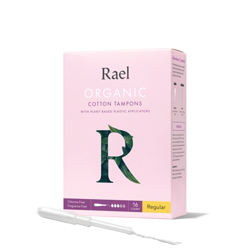 Rael Organic Cotton Tampons with Long Applicators - Regular -- 16 Tampons -  Vitacost