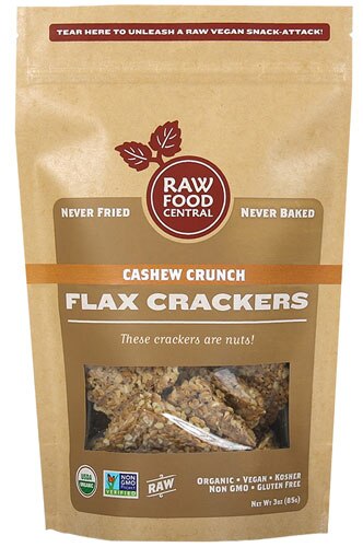 Raw Food Central Organic Flax Crackers Gluten Free Cashew Crunch -- 3 oz