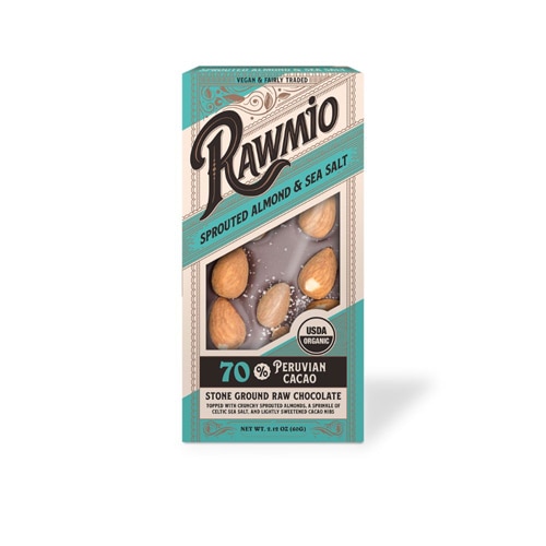 Rawmio Organic Raw Chocolate Bark Sprouted Almond & Sea Salt -- 1.76 oz