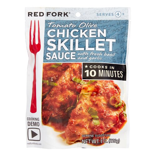 Red Fork Chicken Skillet Sauce Tomato Olive with Fresh Basil and Garlic -- 8 oz