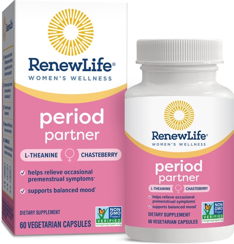 Renew Life Women's Wellness Period Partner With L-Theanine & Chasterberry -- 60 Vegetarian Capsules