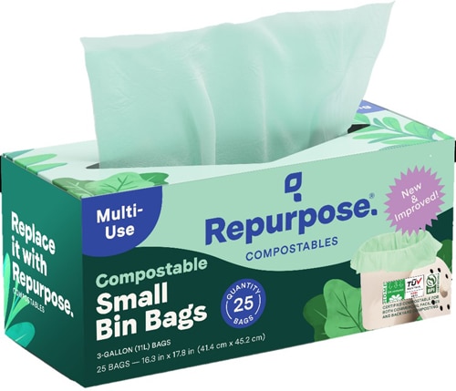 Repurpose Compostable Small Bin Waste Bags - 3 Gallon -- 25 Bags