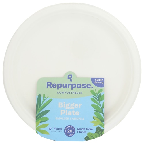 Repurpose Plant-Based Heavy Duty Plates 10-inch -- 20 Dishes
