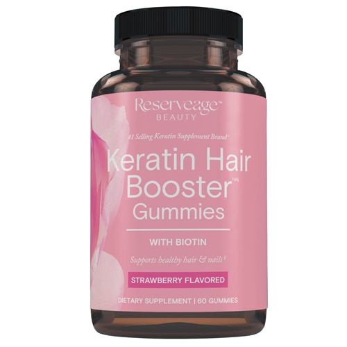 Reserveage Beauty Keratin Hair Booster Gummies Strawberry -- 60 Gummies