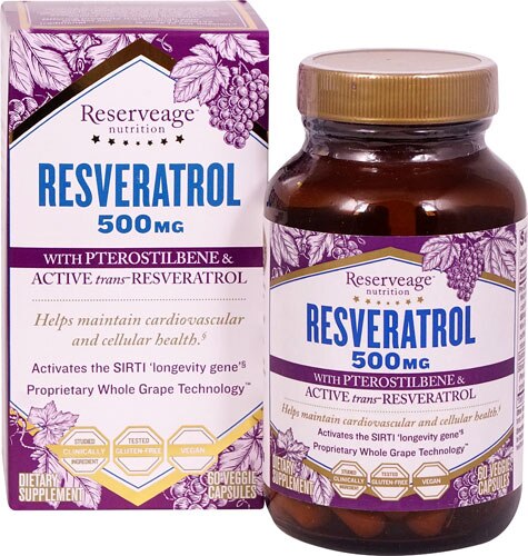 Reserveage Nutrition Resveratrol -- 500 mg - 60 Veggie Caps