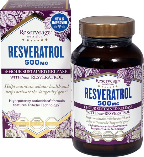 Reserveage Nutrition Resveratrol -- 500 mg - 60 Veggie Caps