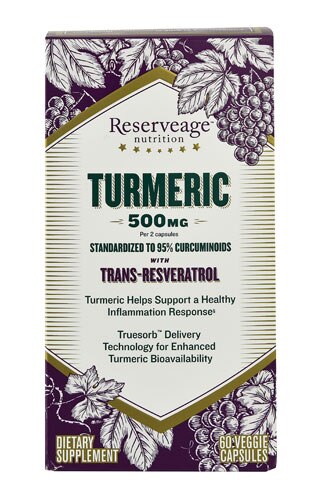 Reserveage Nutrition Turmeric with Trans-Resveratrol -- 500 mg - 60 Veggie Caps