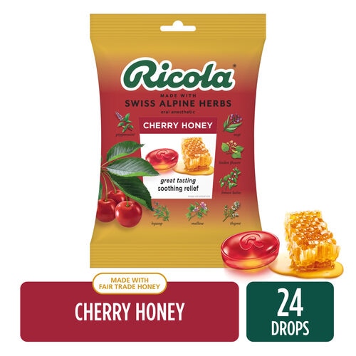 Ricola Herb Throat Drops Cherry Honey -- 24 Drops