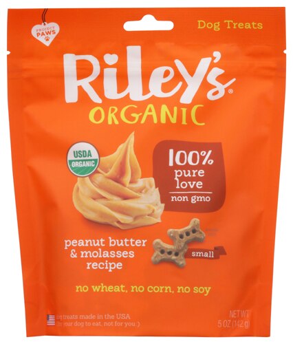 Riley's Organic Dog Treats Small Peanut Butter & Molasses -- 5 oz