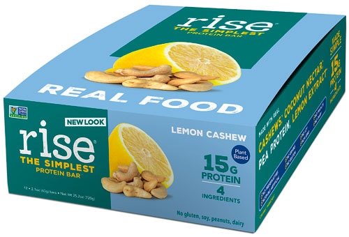 Rise Foods Plant Protein 15G Bar Gluten Free Lemon Cashew -- 12 Bars