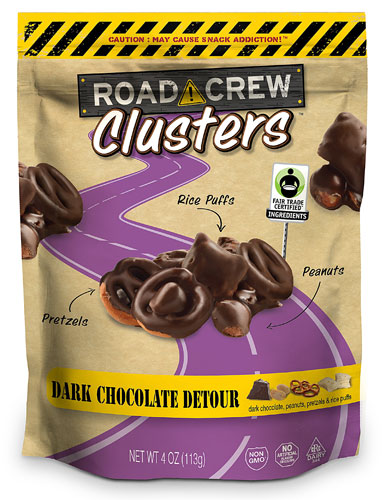 Road Crew Crunch Clusters Chocolate Candy Fair Trade Dark Chocolate Detour -- 4 oz