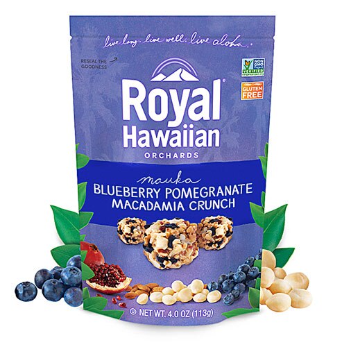 Royal Hawaiian Orchards Gluten Free Macadamia Crunch Blueberry Pomegranate -- 4 oz