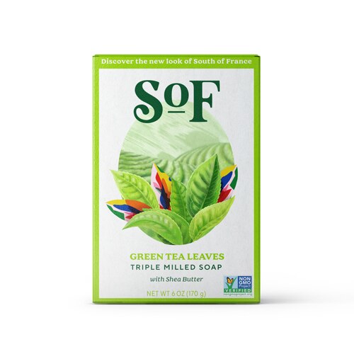 SOF Triple Milled Oval Soap Bar Green Tea Leaves -- 6 oz