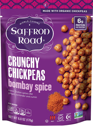 Saffron Road Crunchy Chickpeas Gluten Free Bombay Spice -- 6 oz