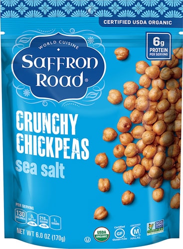 Saffron Road Crunchy Chickpeas Gluten Free Sea Salt -- 6 oz